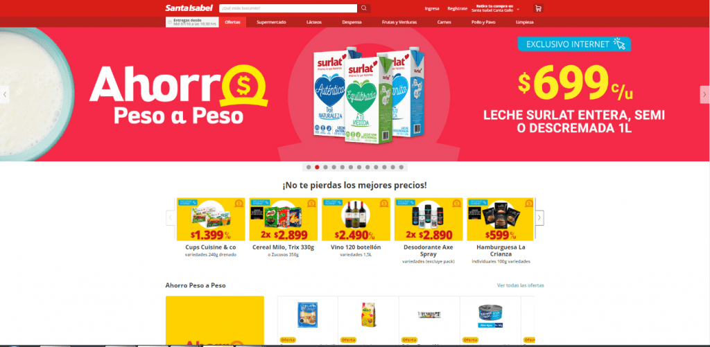 Screenshot of the Santa Isabel website.